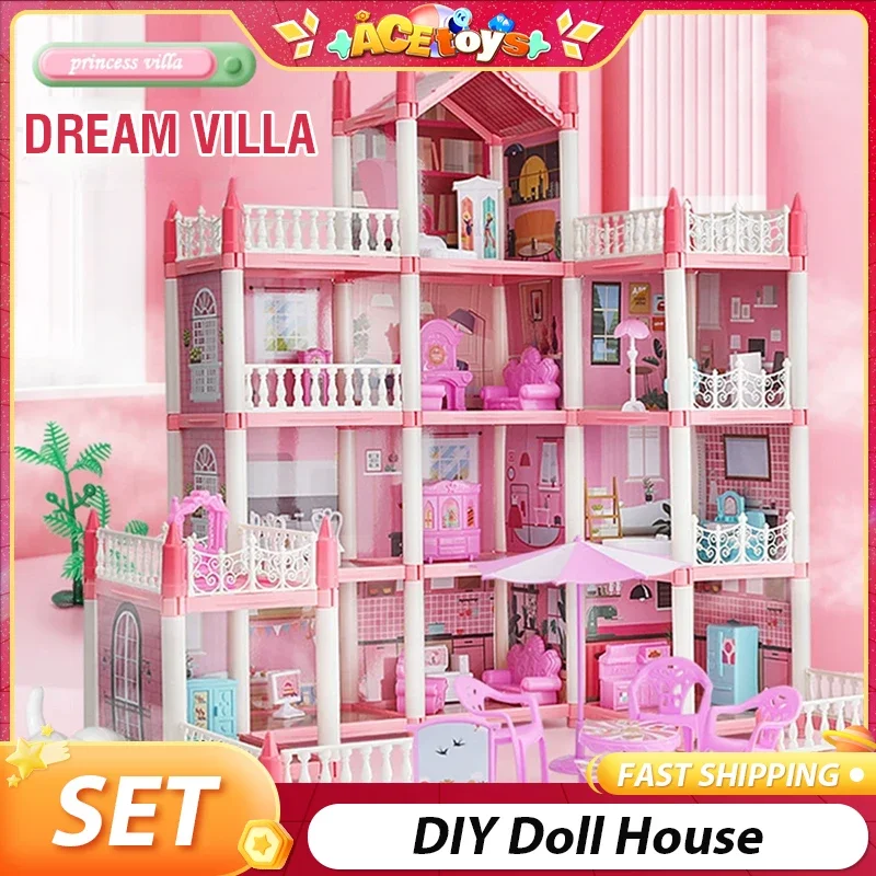 kf-S05f2c04eb88946b7964e378eba730006f Toy House Cartoon Dools Role-Playing Set Fun Puzzle Doll House - Image 1