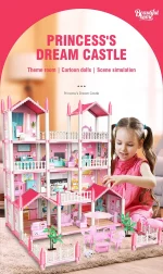 DIY Assemble Villa Model Toy House Cartoon Dools Role-Playing Set Fun Puzzle Doll House - Image 4