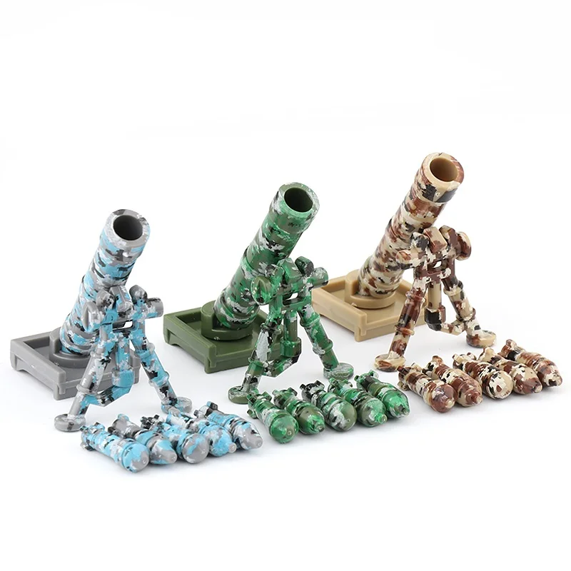 kf-S76779aaa51f64731a797df49a584d5faR Tube M2 Mortar Brinquedo Playmobil Military Figures Building Block Mini Toys - Image 1